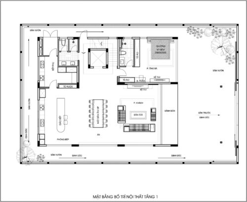 Mặt bằng bố trí nội thất tầng 1 của công trình