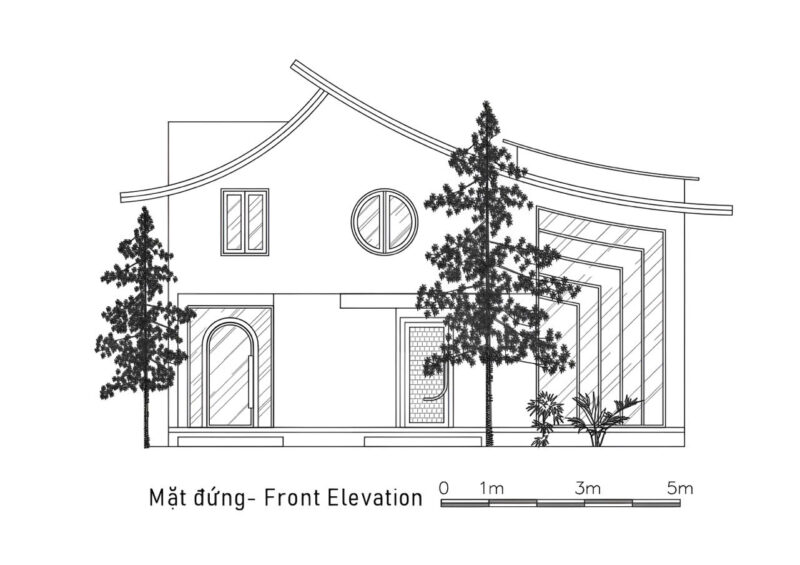 Bản vẽ mặt đứng của Nhà ngọn sóng