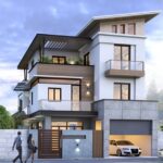 Thiết Kế Biệt Thự 3 Tầng Hiện Đại Mái Lệch