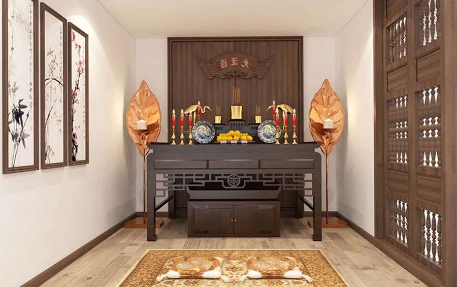 Gợi ý thiết kế phòng thờ nhà ống trang trọng 2025